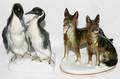 051390 GERMAN PORCELAIN ANIMAL GROUPS TWO H 6