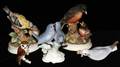 051389 PORCELAIN  BISQUE FIGURES OF BIRDS FIVE