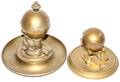 042331 GILT METAL FIGURAL INKWELLS C 1900 TWO