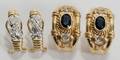 041343 14KT GOLD SAPPHIRE  DIAMOND EARRINGS 2 PR