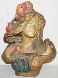 032272 ART NOUVEAU BUST OF A YOUNG GIRL H 22 W 18