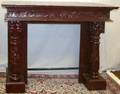 081400 CARVED  PAINTED WOOD FIREPLACE MANTEL