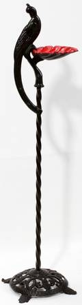 081397 VERONA CAST IRON ASH STAND WITH PEACOCK H 32