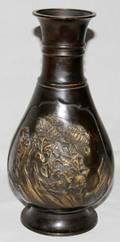 071400 CHINESE BRONZE VASE H 10 34 DIA 5 12