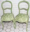 071373 LOUIS XV STYLE DECORATED WALNUT SIDE CHAIRS PR