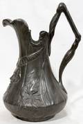 061413 KAYSERZINN PEWTER MASK PITCHER C 1910 H 13