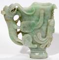 052342 CHINESE JADE VESSEL WANIMAL HANDLE H 3 L 3