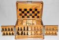 051438 ANTIQUE WALNUT VENEER BOX ENCLOSING CHESS SET