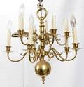 041420 COLONIAL STYLE BRASS CHANDELIER TWO TIER