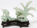 032310 CHINESE CARVED JADE ELEPHANT  TREE SCULPTURE