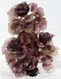082342 CHINESE CARVED PURPLE JADE FLORAL SCULPTURE