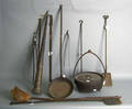 Group of wrought iron fireplace equipment