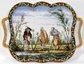 071427 FRENCH HANDPAINTED FAIENCE TRAY C 1900 16