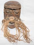070356 AFRICAN CARVED WOOD  ROPE MASK H 15 OVERALL