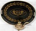 062457 ENGLISH OVAL TOLE TRAY AND CANDLE STAND H 4