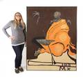 Monumental Ben Smith Figural Woodcut on Canvas