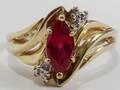 061480 LADYS 10KT YELLOW GOLD RUBY  DIAMOND RING