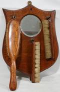 061467 ANTIQUE OAK BRUSH SET FOUR PIECES L 7  12