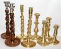 061463 ENGLISH BRASS CANDLESTICKS 6 OAK 2