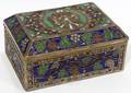 052384 RUSSIAN CHAMPLEV COVERED CASKET FORM BOX