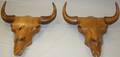 050397 CARVED WOOD STEER HEADS TWO H 20 W 22