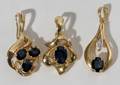 041432 14KT GOLD SAPPHIRE  DIAMOND PENDANTS THREE