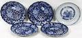 090434 CHINESE BLUE  WHITE PORCELAIN PLATES FIVE