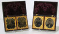 Four daguerreotypes with matching gutta percha cases