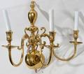 071459 COLONIAL STYLE BRASS THREELIGHT SCONCE H 16