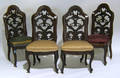 Set of 4 Belter rosewood open foliate pressed back chairs