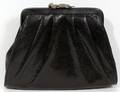 052435 JUDITH JACK BLACK LIZARD SKIN PURSE WITH CLASP