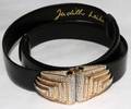 052430 JUDITH LEIBER BLACK SNAKESKIN BELT WITH BUCKLE