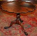 052413 CARVED MAHOGANY PIE CRUST TABLE H 25 DIA 31