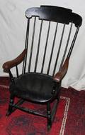 051523 ANTIQUE AMERICAN BLACK WINDSOR ROCKING CHAIR