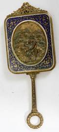 041496 CONTINENTAL BRONZE  ENAMEL HAND MIRROR L 8