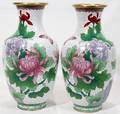 040439 CHINESE CLOISONN VASES PAIR H 12 W 6