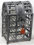 040406 WROUGHT METAL WINE SAFE WITH LOCK  KEY H 24