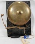 090460 ANTIQUE BRASS IRON  PAINTED WOOD BELL 12