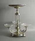 Sheffield epergne with etched glass trays