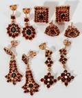 071504 VERMEIL  GARNET EARRINGS FIVE PAIRS