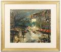 Olivier Foss Signed Oil Paris On A Rainy Night