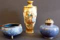 070460 SATSUMA VASE  CLOISONN OPEN SALT  PEPPER