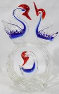 070446 ITALIAN BLOWN GLASS SWAN SCULPTURE H 12