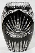 060482 BLACK TO CLEAR CUT CRYSTAL VASE MODERN H 10