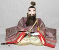050492 JAPANESE ANTIQUE SEATED SAMURAI FIGURE H 14