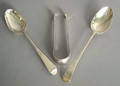 Pair of American bright cut silver sugar tongs marked JM