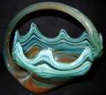 040462 BLOWN GLASS BASKET H 8 L 11