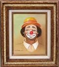 090503 HOBBEMA OIL ON CANVAS BOARD 10 X 8 CLOWN