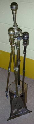 081526 BRASS FIREPLACE TOOLS FOUR PIECES H 32