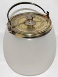 072452 SILVER PLATE  FROSTED GLASS BISCUIT BARREL